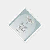 Blauwgroen dragonfly bruiloft servet (Hoek)