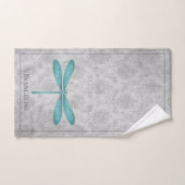 Blauwgroen Dragonfly Damask Bad Handdoek (Handdoek)