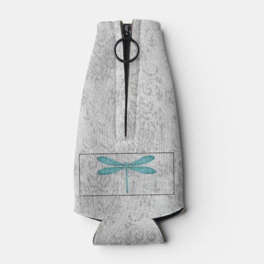 Blauwgroen Dragonfly Damask Flesjeskoeler (Achterkant)