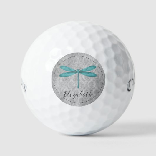 Blauwgroen Dragonfly Damask Golfballen (Voorkant)