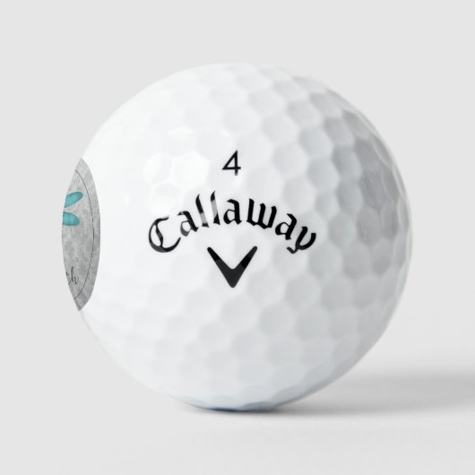 Blauwgroen Dragonfly Damask Golfballen (Logo)