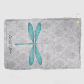Blauwgroen Dragonfly Damask Golfhanddoek (Horizontaal)