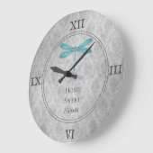 Blauwgroen Dragonfly Damask Grote Klok (Hoek)