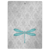 Blauwgroen Dragonfly Damask Klembord (Achterkant)