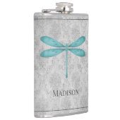 Blauwgroen dragonfly Damask-kolf Heupfles (Rechts)