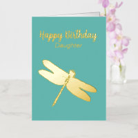 Blauwgroen Dragonfly Folded Folie Birthday Kaart