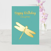Blauwgroen Dragonfly Folded Folie Birthday Kaart