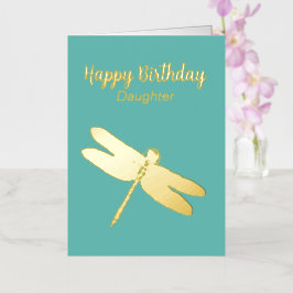 Blauwgroen Dragonfly Folded Folie Birthday Kaart