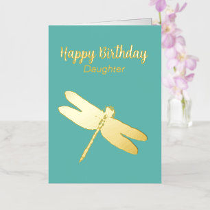 Blauwgroen Dragonfly Folded Folie Birthday Kaart