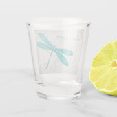 Blauwgroen Dragonfly - Gepersonaliseerd heet glas (Achterkant)