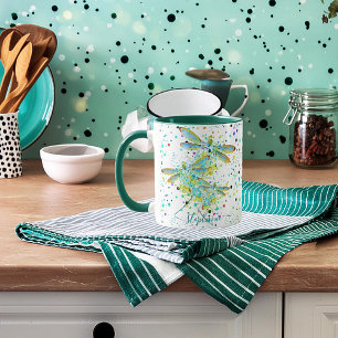 Blauwgroen Dragonfly-gepersonaliseerde koffie-Mok Mok