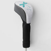 Blauwgroen Dragonfly Persoonlijk Golfhoofd Hoesje Golfheadcover (Schuin)