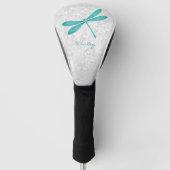 Blauwgroen Dragonfly Persoonlijk Golfhoofd Hoesje Golfheadcover (Voorkant)
