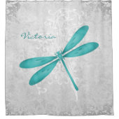 Blauwgroen Dragonfly - persoonlijk schotelgordijn Douchegordijn (Voorkant)