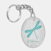 Blauwgroen Dragonfly Persoonlijke acrylSleutelhang Sleutelhanger (Voorkant Links)