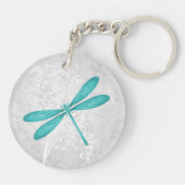 Blauwgroen Dragonfly Persoonlijke acrylSleutelhang Sleutelhanger (Achterkant)