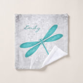 Blauwgroen Dragonfly - Persoonlijke badhanddoeken Bad Handdoek (Wasdoekje)