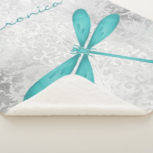 Blauwgroen Dragonfly Persoonlijke Sherpa Blanket Sherpa Deken (3/4)
