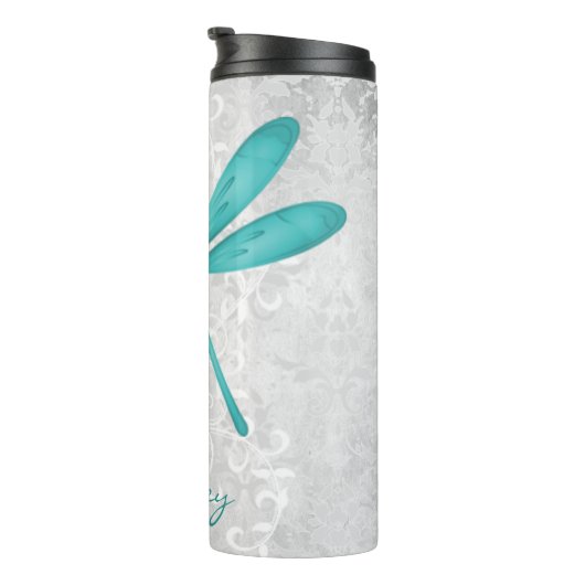 Blauwgroen Dragonfly Persoonlijke thermische getum Thermosbeker (Geroteerd rechts)
