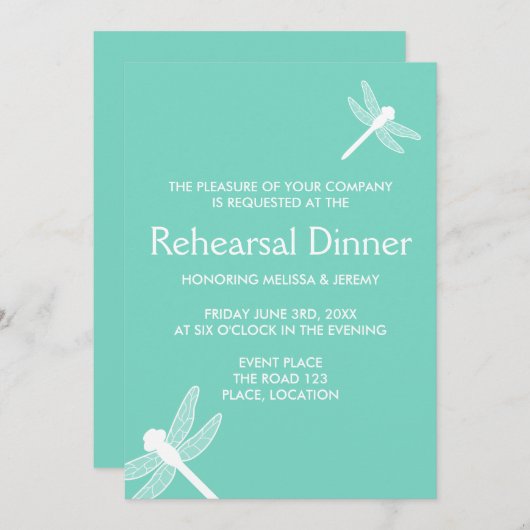 Blauwgroen dragonfly repesial Dinner Kaart (Voorkant / Achterkant)
