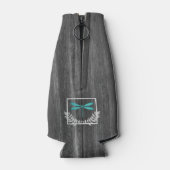 Blauwgroen Dragonfly Rustic - Aangepaste flessenko Flesjeskoeler (Achterkant)