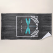Blauwgroen Dragonfly Rustic Beach Towel Strandlaken (Voorkant)