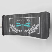 Blauwgroen dragonfly Rustic Golf Head Hoesje Golfheadcover (Voorkant)