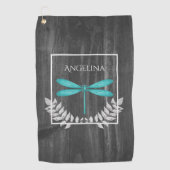 Blauwgroen Dragonfly Rustic Golf Towel Golfhanddoek (Voorkant)