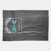 Blauwgroen Dragonfly Rustic Kitchen Towel Theedoek (Horizontaal)