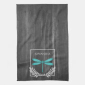 Blauwgroen Dragonfly Rustic Kitchen Towel Theedoek (Verticaal)