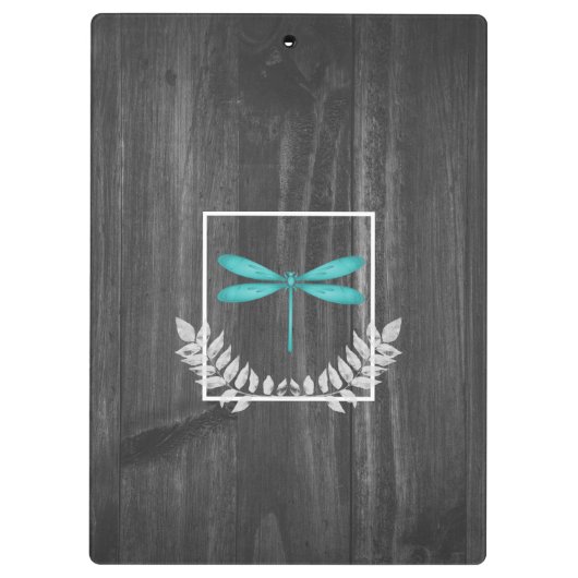 Blauwgroen Dragonfly Rustic-klembord Klembord (Achterkant)
