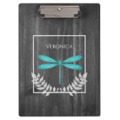 Blauwgroen Dragonfly Rustic-klembord Klembord (Voorkant)