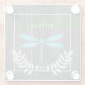 Blauwgroen Dragonfly Rustic Onderzetter van gepers (Achterkant)