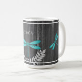 Blauwgroen Dragonfly Rustic Personal Coffee Mok (Voorkant rechts)