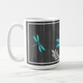 Blauwgroen Dragonfly Rustic Personal Coffee Mok (Links)