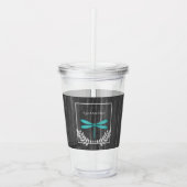 Blauwgroen dragonfly Rustic Personalized Acryltumb Acryl Drinkbeker (Voorkant)