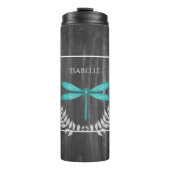 Blauwgroen Dragonfly Rustic Personalized Thermal T Thermosbeker (Voorkant)