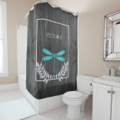 Blauwgroen Dragonfly Rustic Persoonlijk Shower Cur Douchegordijn (In situ)