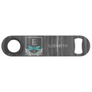 Blauwgroen Dragonfly Rustic Persoonlijke balk Speed Flessenopener