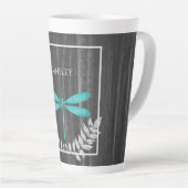 Blauwgroen Dragonfly Rustic Persoonlijke latte Mok (Rechterhoek)