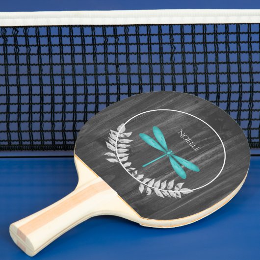 Blauwgroen Dragonfly Rustic Ping Pong Paddle Tafeltennisbatje (Insitu)