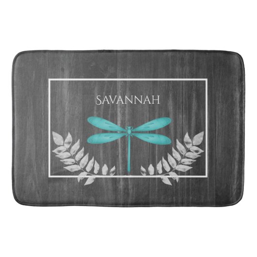 Blauwgroen Dragonfly Rustic Specialized Bath Mat (Voorkant)