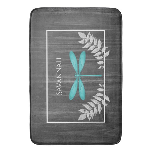 Blauwgroen Dragonfly Rustic Specialized Bath Mat (Voorkant Verticaal)