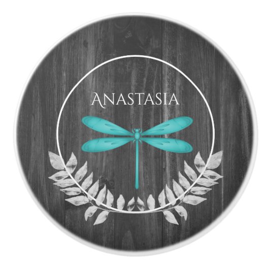 Blauwgroen Dragonfly Rustic Specialized Ceramic Kn Keramische Knop (Voorkant)