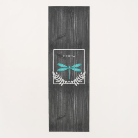 Blauwgroen Dragonfly Rustic Yoga Mat (Voorkant)