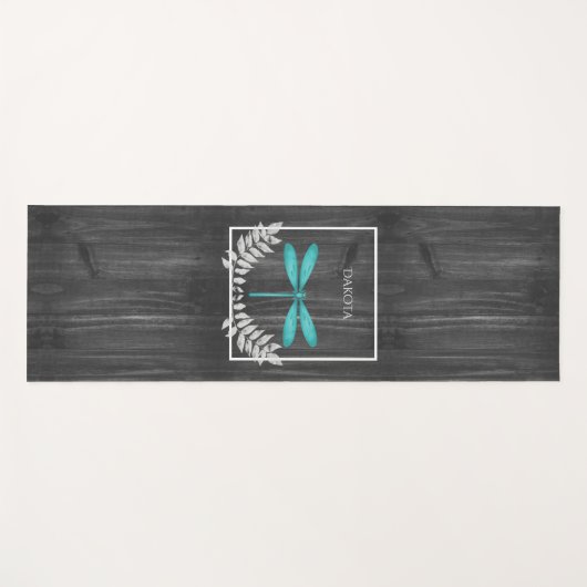 Blauwgroen Dragonfly Rustic Yoga Mat (Voorkant (horizontaal))