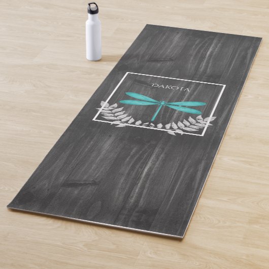 Blauwgroen Dragonfly Rustic Yoga Mat (In situ)