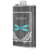 Blauwgroen Dragonfly Rustische kolf Heupfles (Links)