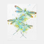 Blauwgroen Dragonfly-spier Fleece Deken (Voorkant)