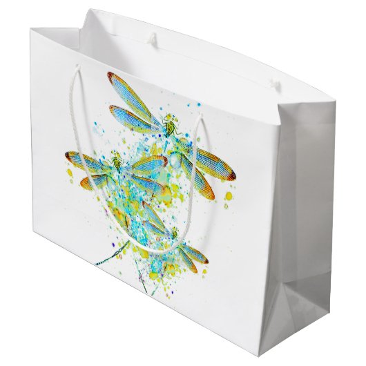 Blauwgroen Dragonfly-spier Groot Cadeauzakje (Achterkant Gekanteld)